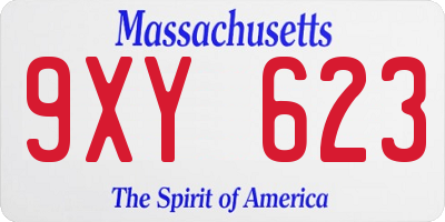 MA license plate 9XY623