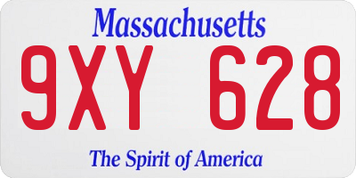 MA license plate 9XY628