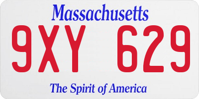 MA license plate 9XY629