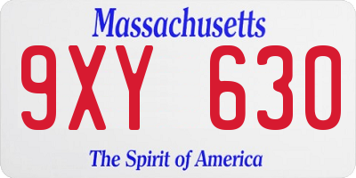MA license plate 9XY630