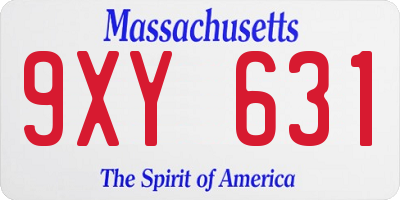 MA license plate 9XY631