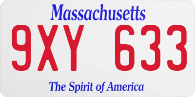 MA license plate 9XY633