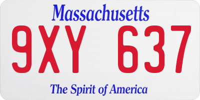 MA license plate 9XY637