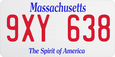 MA license plate 9XY638