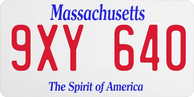 MA license plate 9XY640