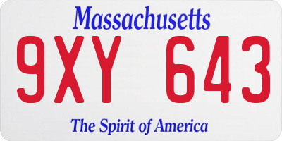 MA license plate 9XY643