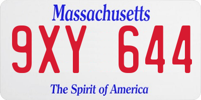 MA license plate 9XY644