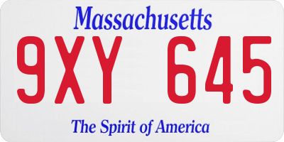 MA license plate 9XY645