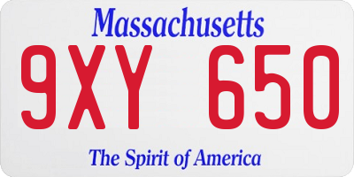 MA license plate 9XY650