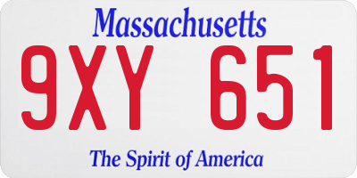 MA license plate 9XY651