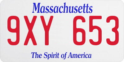 MA license plate 9XY653
