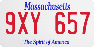 MA license plate 9XY657