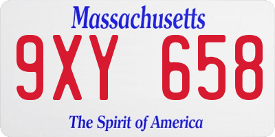MA license plate 9XY658