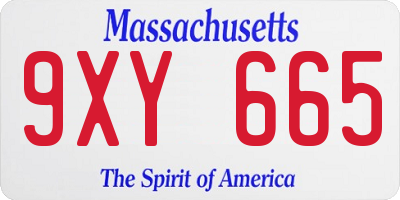 MA license plate 9XY665