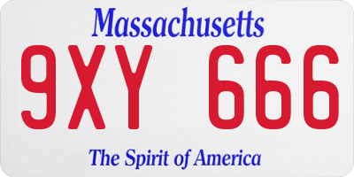 MA license plate 9XY666