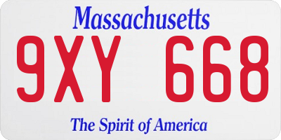 MA license plate 9XY668
