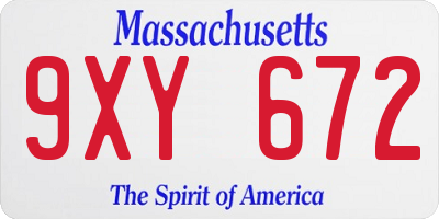 MA license plate 9XY672