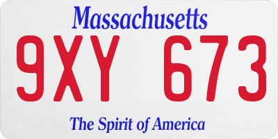 MA license plate 9XY673