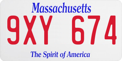 MA license plate 9XY674