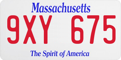 MA license plate 9XY675