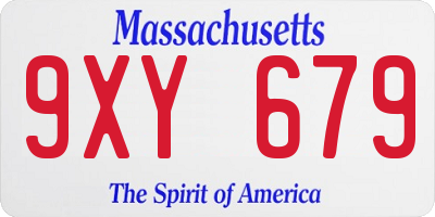 MA license plate 9XY679