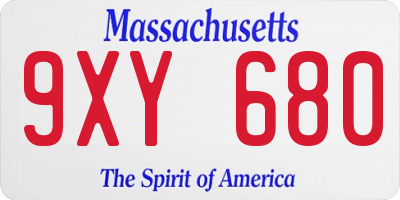 MA license plate 9XY680