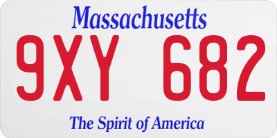 MA license plate 9XY682