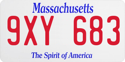 MA license plate 9XY683