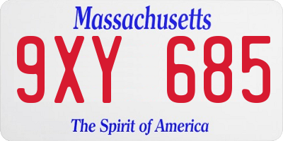 MA license plate 9XY685