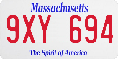 MA license plate 9XY694