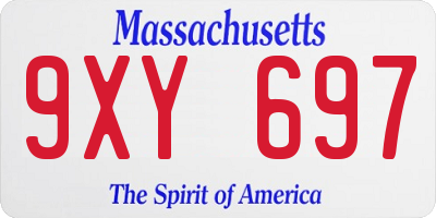 MA license plate 9XY697