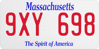 MA license plate 9XY698