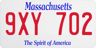 MA license plate 9XY702