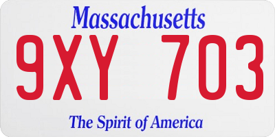 MA license plate 9XY703