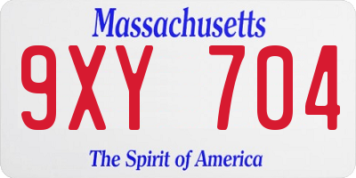 MA license plate 9XY704