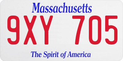 MA license plate 9XY705