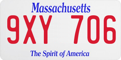 MA license plate 9XY706
