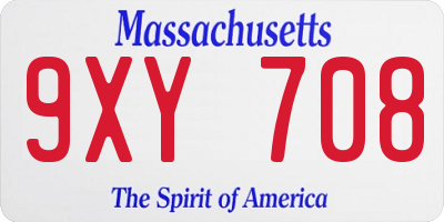 MA license plate 9XY708