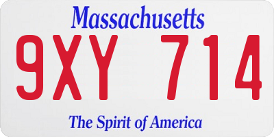 MA license plate 9XY714