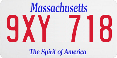 MA license plate 9XY718