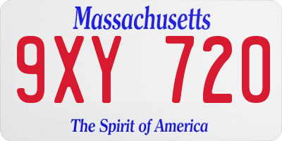 MA license plate 9XY720