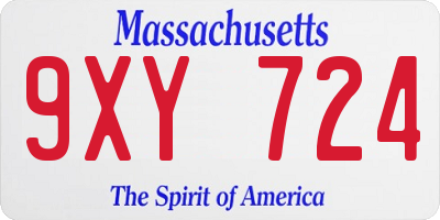 MA license plate 9XY724