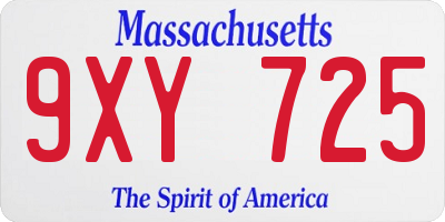 MA license plate 9XY725