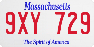 MA license plate 9XY729