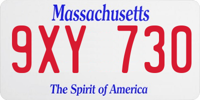 MA license plate 9XY730