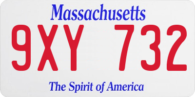 MA license plate 9XY732