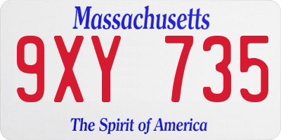 MA license plate 9XY735