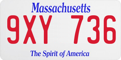 MA license plate 9XY736