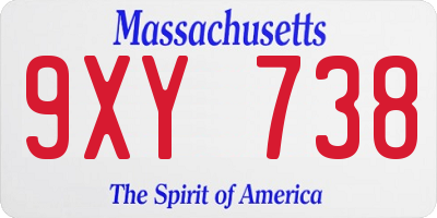 MA license plate 9XY738