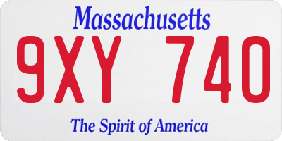 MA license plate 9XY740